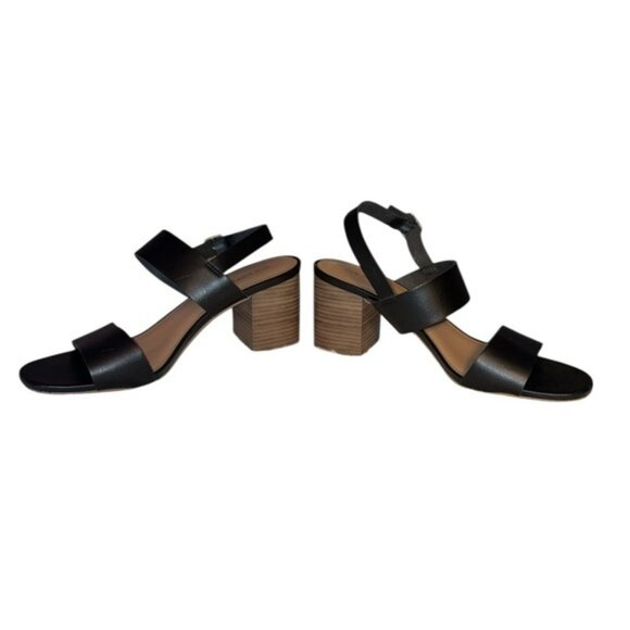 Old Navy Faux-Leather Slingback Block Heel Sandals Color Black Jack Size 9 - Picture 5 of 9